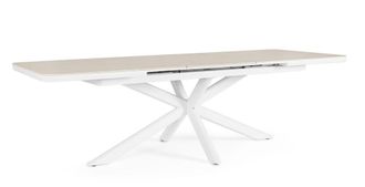 Outdoor Living Mesa de aluminio con tablero de piedra sinterizada 200-260X100 Blanco
