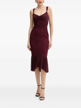 Guess Co lace gathered midi dress