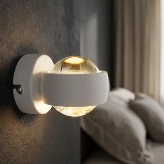Globo Lighting Applique A Led Lampada Da Parete Lampada Da Soggiorno Up & Down Bianco Metallo Vetro H 7 Cm