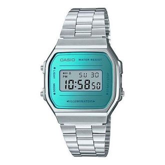 Casio Classical Vintage Square Waterproof Blue/Green Unisex Mens BlueGreen Digital A168WEM-2