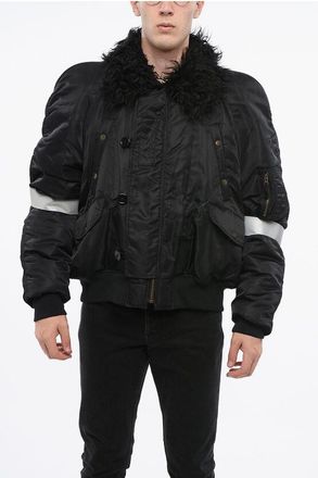 Maison Margiela MM6 Nylon Jacket with Faux Fur Details size 46
