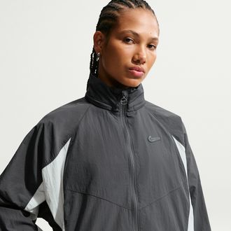 Nike Womens Nike Sportswear Woven Jacket in Grey | IO1300-069