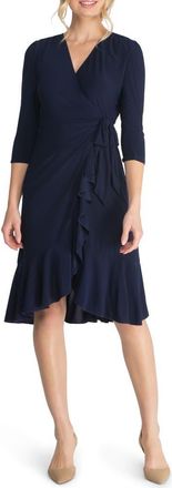 Kiyonna Whimsy Midi Wrap Dress in Nouveau Navy at Nordstrom, Size X-Large