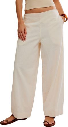 Free People Demi Wide Leg Linen Blend Pants in Tea Cookie at Nordstrom, Size X-Small