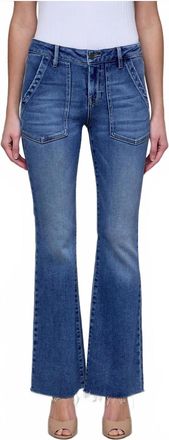 Hidden Jeans Happi Patch Pockets Flare Jeans In Medium/dark