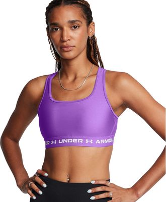 Under Armour Womens Crossback Mid Impact Sports Bra, Opaque, (525) Lavish/Lavish/White, S