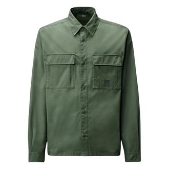 C.P. Company Casual Shirts, male, Green, Size: L Metropolis Series Logo Shirt