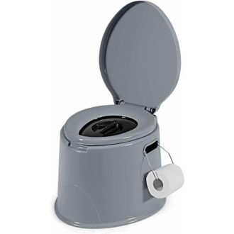 Costway Costway - Inodoro Port&aacute;til Para Camping Con Tapa Y Soporte Para Papel Higi&eacute;nico Inodoro M&oacute;vil Para Viaje Acampar Senderismo