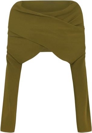 Cortana Mosgroene Zijden Blouse met Strik - Dames - Blouses - Groen - M - Overhemden