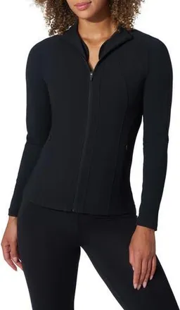 90 Degree by Reflex Brisa Interlock Flared Full Zip Sweatshirt in Black at Nordstrom Rack, Size X-Small