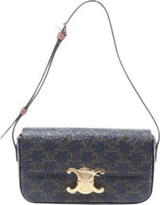 Celine Pre-owned Triomphe Claude Schoudertas - Dames - Vintage Schoudertas - Bruin - ONE Size - Leer - Vintage