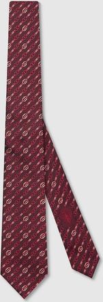 Gucci Interlocking G Belt Silk Jacquard Tie, Red