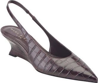 Marc Fisher Taten Slingback Pointed Toe Wedge Pump in Dark Red 600 at Nordstrom, Size 8.5