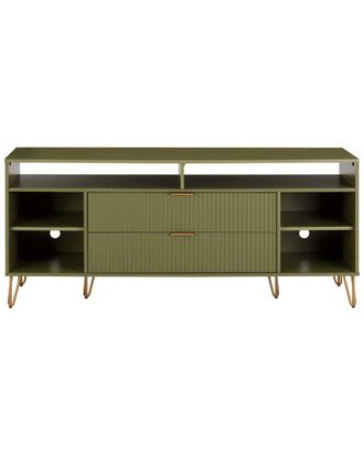 Manhattan Comfort Dumbo 63In Mid-Century Modern Tv Stand With 6 Shelves & 2 Drawers