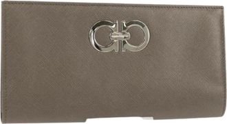 Ferragamo Pre-owned Leren Portemonnee - Dames - Vintage Accessoires - Grijs - ONE Size - Leer - Vintage