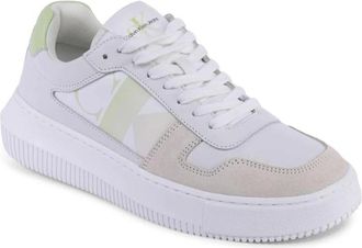 Calvin Klein Schoenen, Dames, Wit, 39 EU, Leer, Witte Leren Platform Sneaker