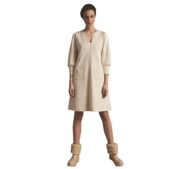 Summum Chic Milan Point Jurk - Dames - Korte kleedjes - Beige - XS - Kleedjes