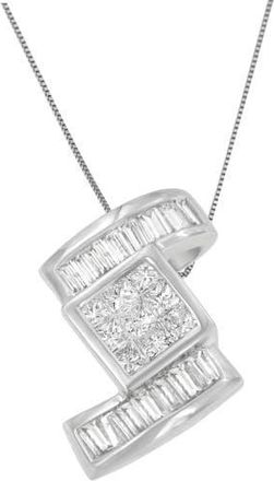 House of Brilliance 14K White Gold 1 2/5 Cttw Diamond Zig Zag Pendant Necklace at Nordstrom