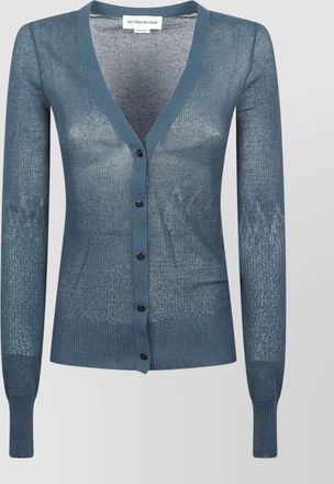 Victoria Beckham knit cardigan long sleeves ribbed cuffs sheer