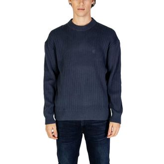 Calvin Klein Jeans Mens Ribbed Crew Neck Sweater Classic Style - Dark Grey Cotton - Size EU 54 (Mens)