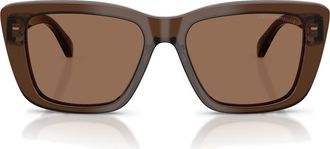 Emporio Armani 54mm Cat Eye Sunglasses in Shiny Brown /Dark Brown at Nordstrom