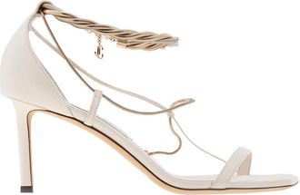 Jimmy Choo London Oriana 75 Gold Chains Nappa Sandals, Brand Size 34.5 ( US Size 4.5 )