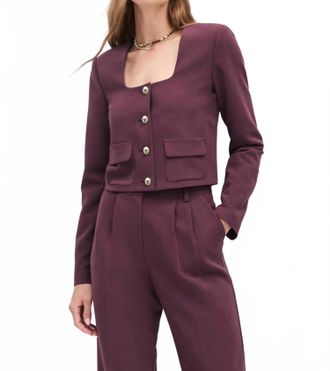 Favorite Daughter Laura Cropped Jacket In Burgundy Dahlia