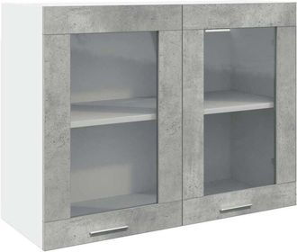 vidaXL Vidaxl - Hanging Glass Cabinet Lyon Concrete Grey 80x31x60 cm