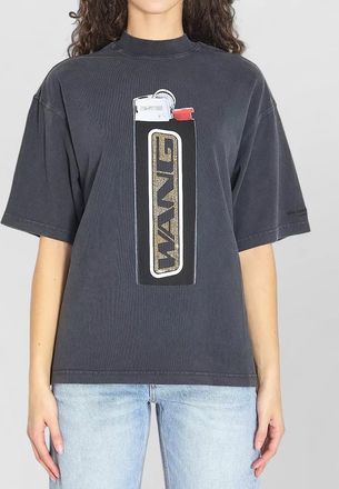 Alexander Wang rhinestone graphic oversized cotton t-shirt