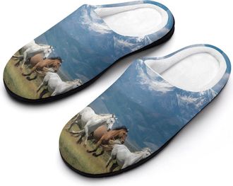Generic Running Horses Mens Slippers Comfortable And Non-slip Cotton Slipper Shoe for House