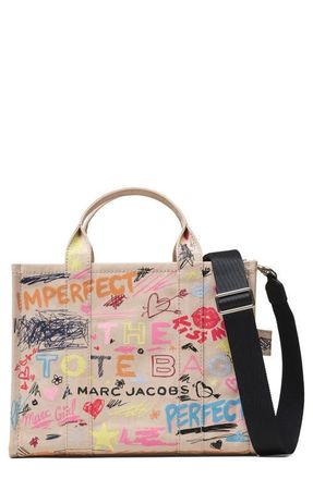 Marc Jacobs The Punk Scribble Medium Canvas Tote Bag in Beige Multi at Nordstrom