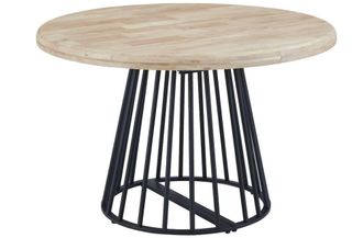 Mathi Design Mesa redonda extensible de madera con patas negras D120cm