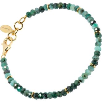 Jan Leslie 18K Gold Gemstone Beaded Bracelet in Emerald at Nordstrom