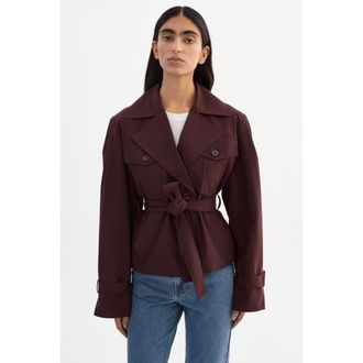 LaMarque Quinn | Cropped Trench Coat in Burgundy at Nordstrom, Size Xx-Small