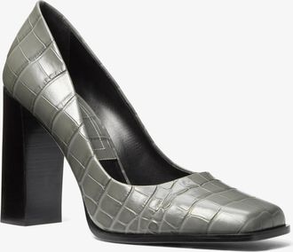 Michael Kors Jeanne Crocodile Embossed Leather Pump