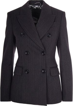 Liu Jo Dark Grey Pinstripe Double-Breasted Blazer