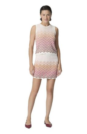 Missoni Chevron D&eacute;grad&eacute; Cotton And Viscose Mini Skirt in Green& Brown at Nordstrom, Size 38 It