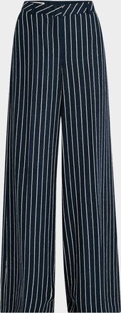 Maison Common Chain Pinstripe Full-Leg Pants