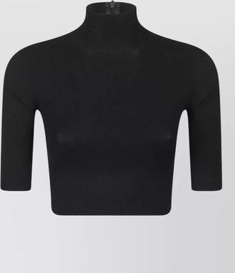 Max Mara cropped top high neckline ribbed texture