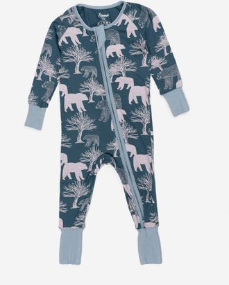 Leveret Viscose Matching Family Holiday Pajama Sleeper, Reindeer & Polar Bear Prints at Nordstrom, Size 12-18M