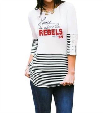 Gameday Couture Ole Miss Button-Lace Top In White