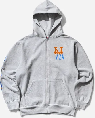 aNYthing Men s Subway Series Zip-Up Hoodie Heather Grey
