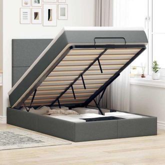 vidaXL Vidaxl - Estructura Cama Otomana Colch&oacute;n Tela Gris Oscuro 120x200cm