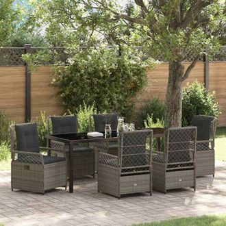 vidaXL Conjunto De Comedor De Jard&iacute;n 7 Pcs Gris Rat&aacute;n Sint&eacute;tico Vidaxl