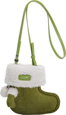 Generic Pufei Furry Shoulder Bag Solid Colour Plush Purses for Women Work Everyday (Green)