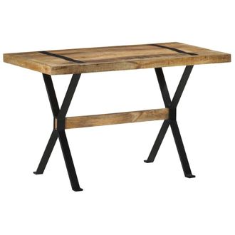 Berkfield Home Dining Table 120x60x76 cm Rough Mango Wood in Brown | Size: 120 x 60 x 76 cm