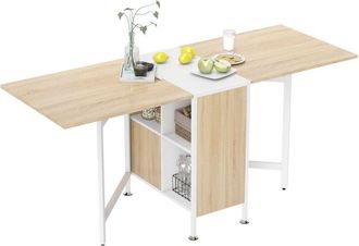 HOMCOM Homcom - Mesa De Comedor Plegable En 3 Formas Con Estantes Para Cocina Sal&oacute;n 169x60x75cm