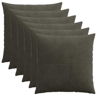 vidaXL Funda De Almohada 6 Pcs Almelo Gris Antracita 55 X 55 Cm Pana Vidaxl