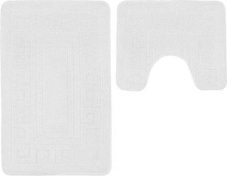 TJ Hughes Greek Key White Patterned 2 Piece Bath Mat Set - TJ Hughes