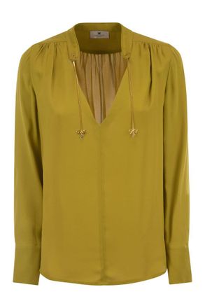Elisabetta Franchi Georgette Shirt Met Charms En Logo